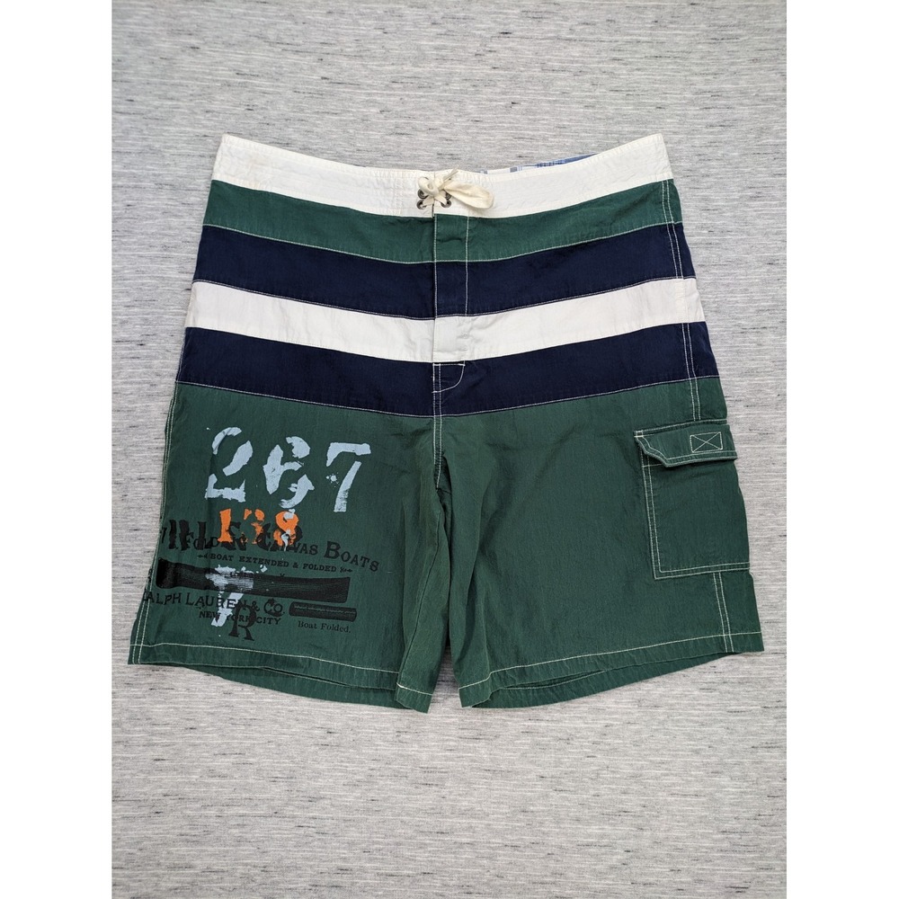 Vintage Polo Ralph Lauren Swim Trunks Canvas Boats 267 Board Shorts Sportsman NY